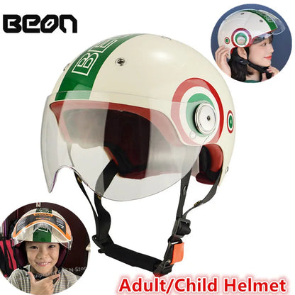 BEON Motorcycle Helmet for Adult and Child All Seasons Electric Vehicle Half Helmet Summer Sun Protection Helmet Motorcycle