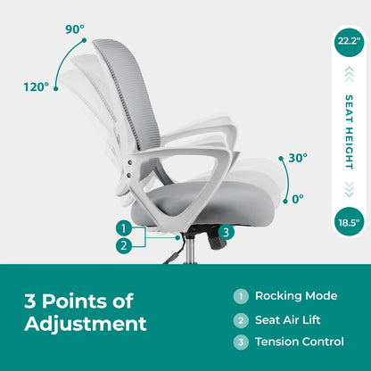 MCQ Fixed Armrest Gaming Office Chair Ergonomic Adjustable Height and 360° Rotating Roller omfortable Lumbar Support For Office