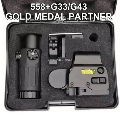 Hot Sale 558 Holographic Collimator Red Dot Sight G43/G33 3X G45 5X Magnifier Airsoft Hunting Gear W/20mm Rail Mounts & QD Lever