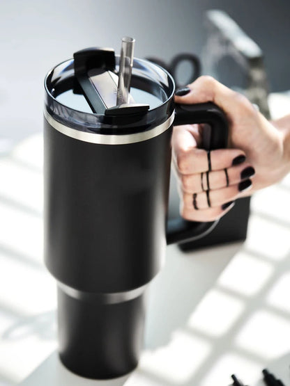 40oz Tumbler with Handle Straw and Silicone Boom Stainless Steel Vacuum Thermos Cup Large Capacity Travel Car Coffee Mug Logo