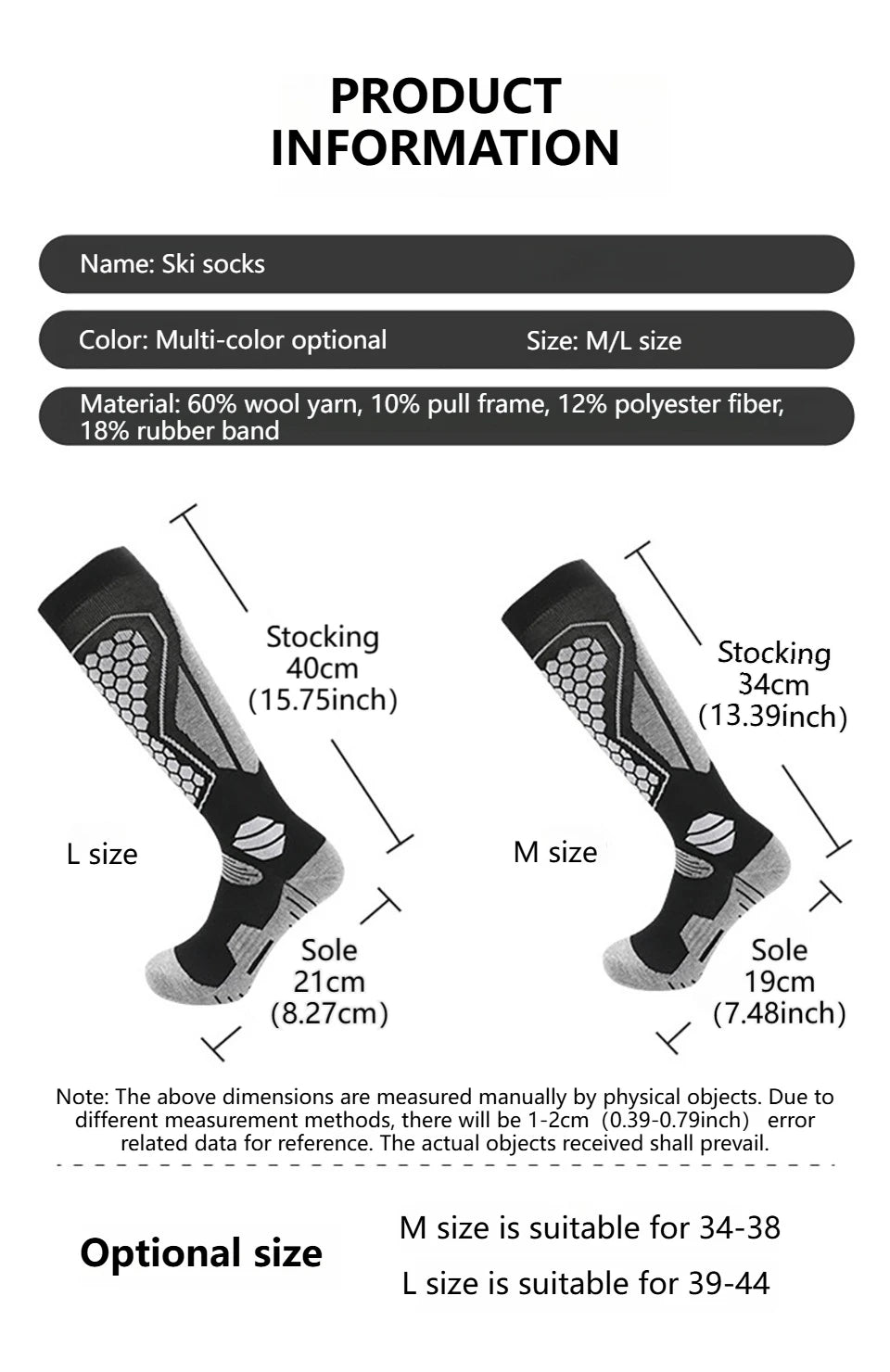 GTUBIKE Thermal Winter Cotton Men Women Ski Socks High Elastic Sports Socks Snowboarding Cycling Adult Skiing Thicker Leg Warm