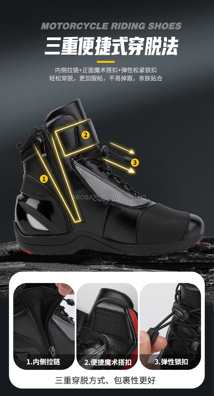 Boots For Motorcyclist Man Women Waterproof Enduro Motorcycle Boots Motorcycle Shoes Moto Hombre Anti-Fall Riding Short Boots