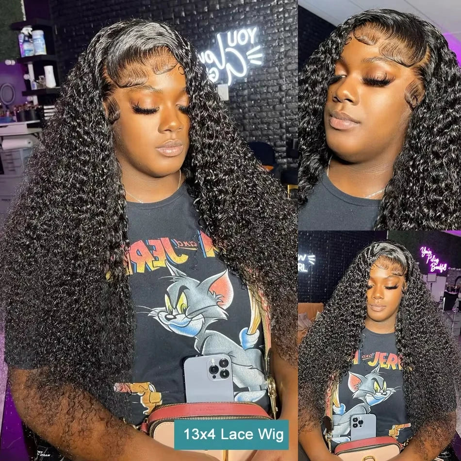13X4 13X6 Water Wave Hd Transparent Lace Front Wigs Deep Wave Lace Frontal  Pre Plucked Curly 100% Human Hair Wigs 250 Density