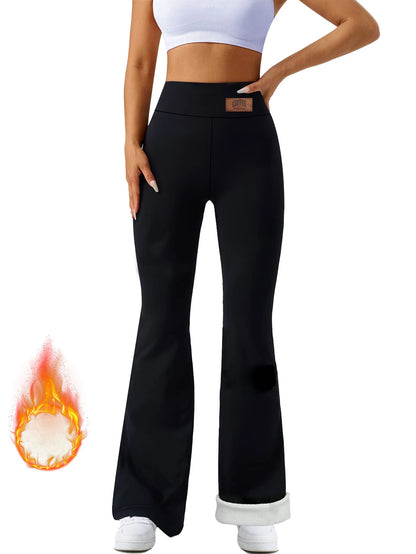 Ladies' ultra soft high waisted velvet flared pants, tight fitting pants with soft belly cinching and wide leg flared pants
