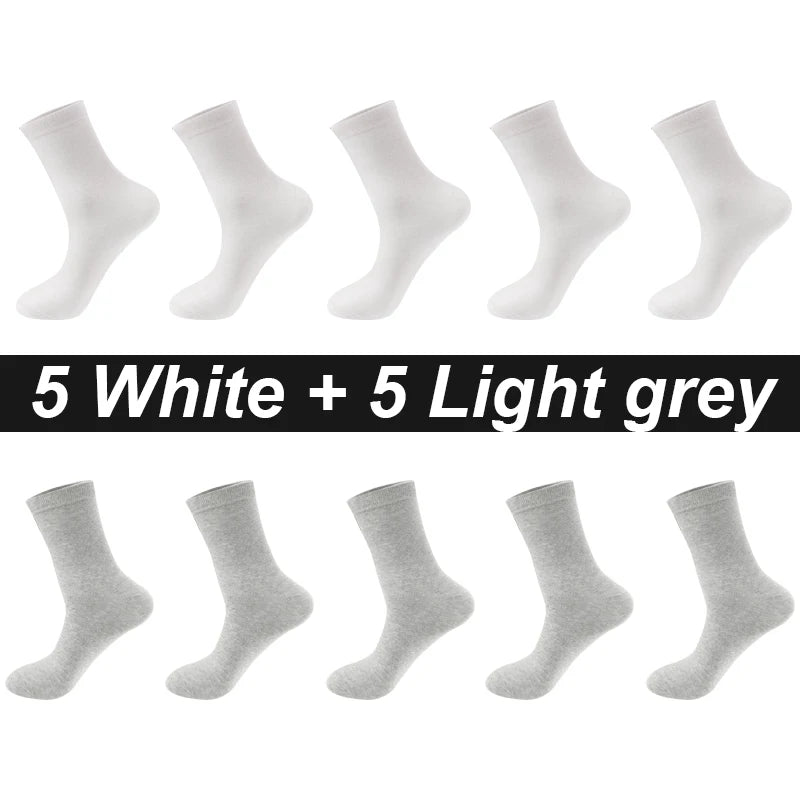 10Pairs/Lot Men Combed Cotton Socks Black Casual Business Breathable High Quality Man Sock New For Male Plus Size EU38-48