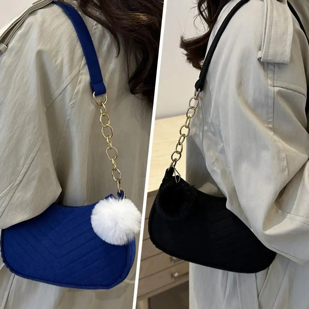 Mini Women Shoulder Bags Fashion Felt Women's Bag Design Advanced Underarm Handbags Mini Saddle Bag