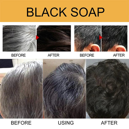 Polygonum Multiflorum Black Hair Soap Darkening Shampoo Bar Repair Gray White Color Hair Dye Shampoo For Men Women Hair Care