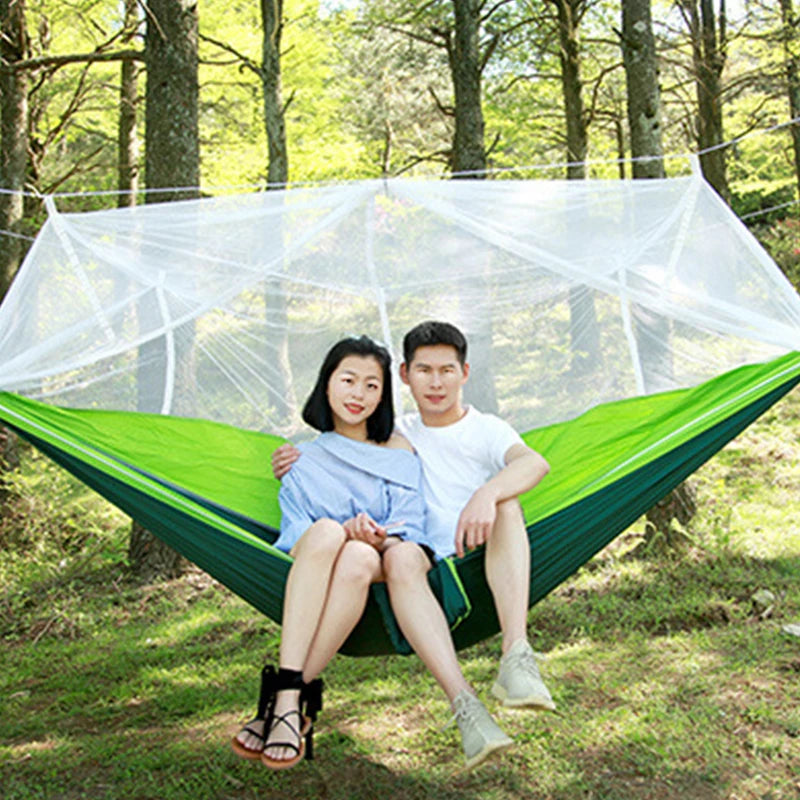 Camping Hammock, Portable Hammocks with Mosquito Net, Hammock Tent, for Outside,  Hiking, Travel Gear Must Haves, Breathable.