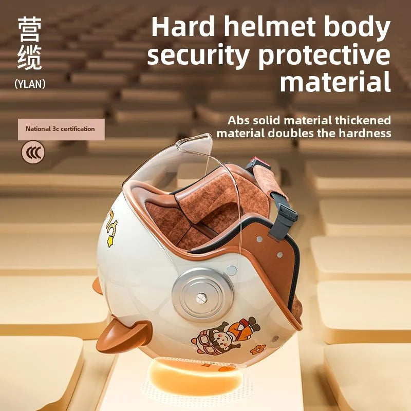 Winter Warm Women's Electric Car Helmet Four Seasons Motorcycle Safety Cap Full Face Helmet 3C Certified Abs Material