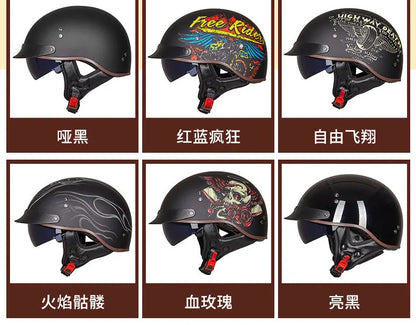 Retro Half Helmet Motorcycle Cruiser Helmet German Style Vintage Casco Moto Open Face Chopper Biker Pilot DOT Capacetes Para