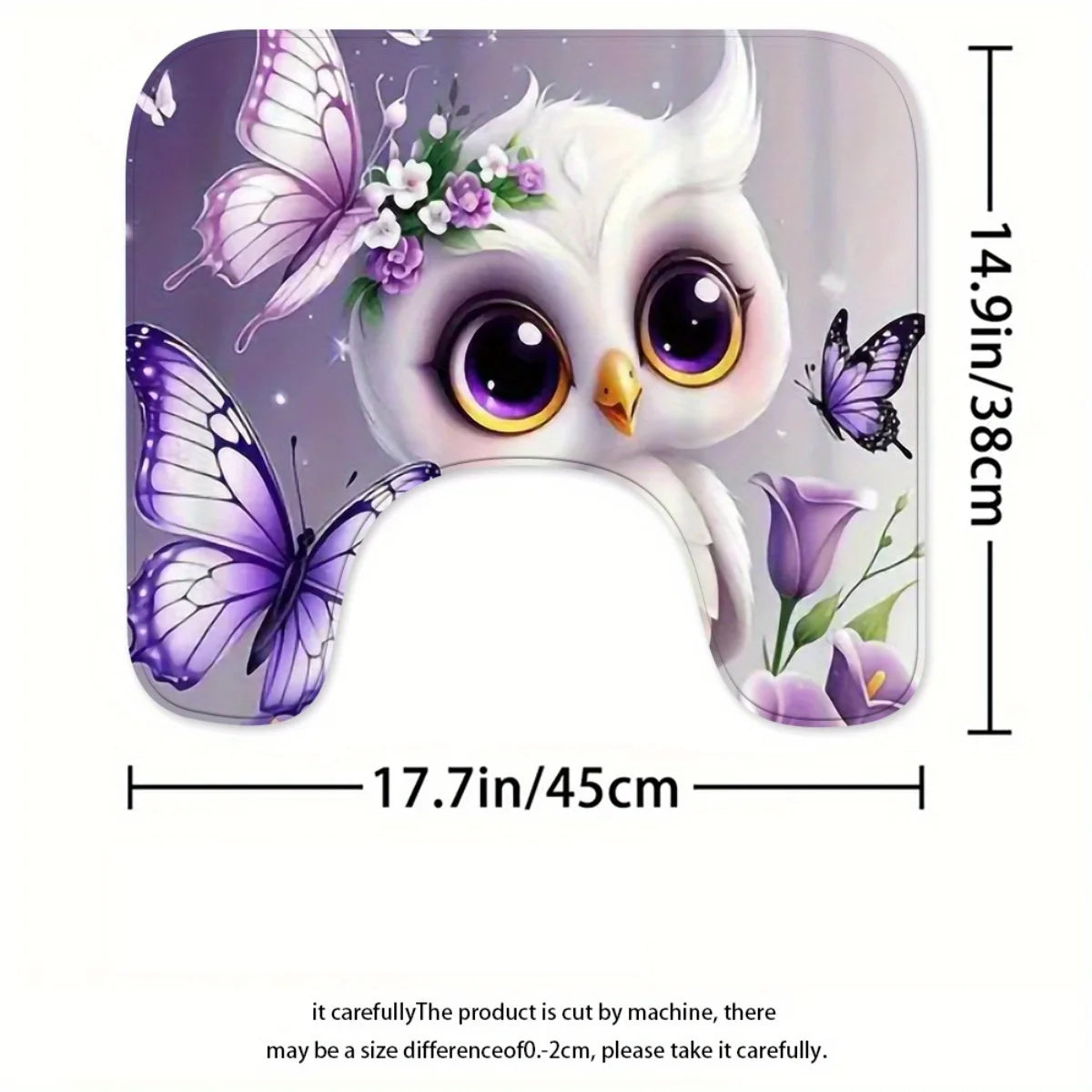 4pcs Owl Design 2D Flat Shower Curtain Set, Charming Bathroom Decor with Non-Slip Mat, Suitable for Various Home Scenarios