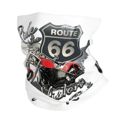 Custom Travel Motorcycle Ride Route 66 Bandana Winter Neck Warmer Windproof Wrap Face Scarf for Hiking Highways Gaiter Headband
