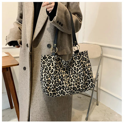 New Fashion Tote Bags Shopping and Travel  Canvas Bags New Women Popular Handbags Large Capacity Leopard Shoulder Bags Сумка
