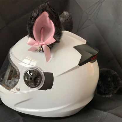 Motorcycle Helmet Cat Ears Decoration Cute Plush Stickers Motocross Helmet Full Face Off Road Helmet Decor Cosplay Styling
