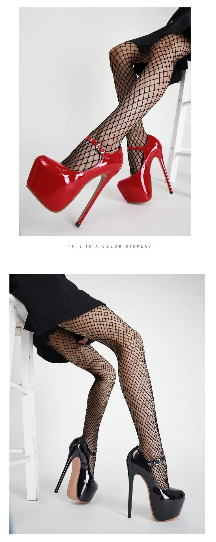 Women Super High Heel 17CM Pumps Spring Autumn Platform Patent Leather Red Black Round Toe Buckle Strap Sexy Zapato De Tacón