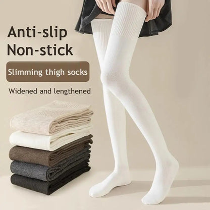 Winter Thigh High Socks For Women 100cm Lengthened JK Lolita Stockings Solid Color Over The Knee Stocks Slim Velvet Thigh Socks