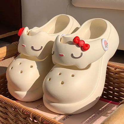 Women Fashion Platform Clogs Cute Cartoon Rabbit Summer Shoes Female Indoor Street Slippers Soft EVA Girls Daily Walking Sandals