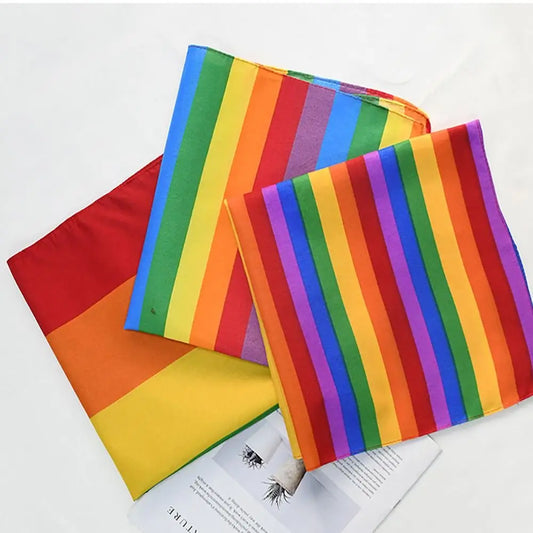 Trendy Pride Festival Pocket Square Scarf Rainbow Colorful Headband Bandana Gay Parade