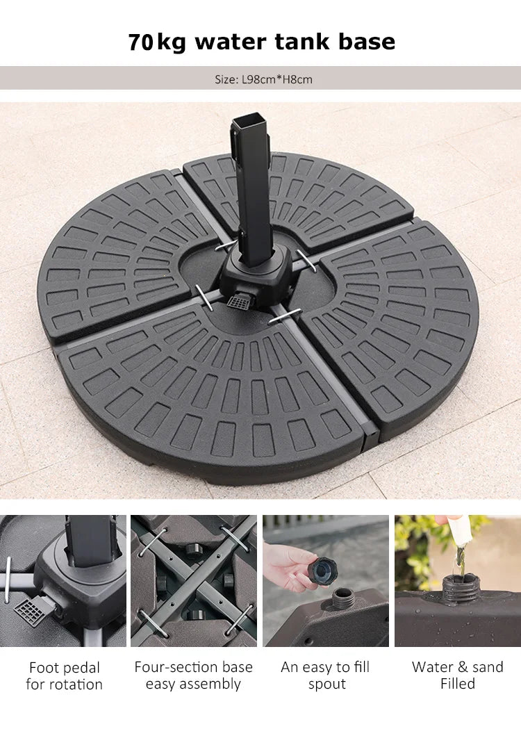 Led Big Size Umbrella Parasol Metal 3M Dia Solar Panel Patio Restaurant Umbrella Outdoor Garden Nature Wholesale Beach Umbrellas