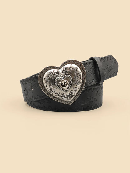 Heart Shaped Women's Casual Belt, Retro Embossed Carved Women's Belt, Dress, Jeans, Suit, Shirt Decoration