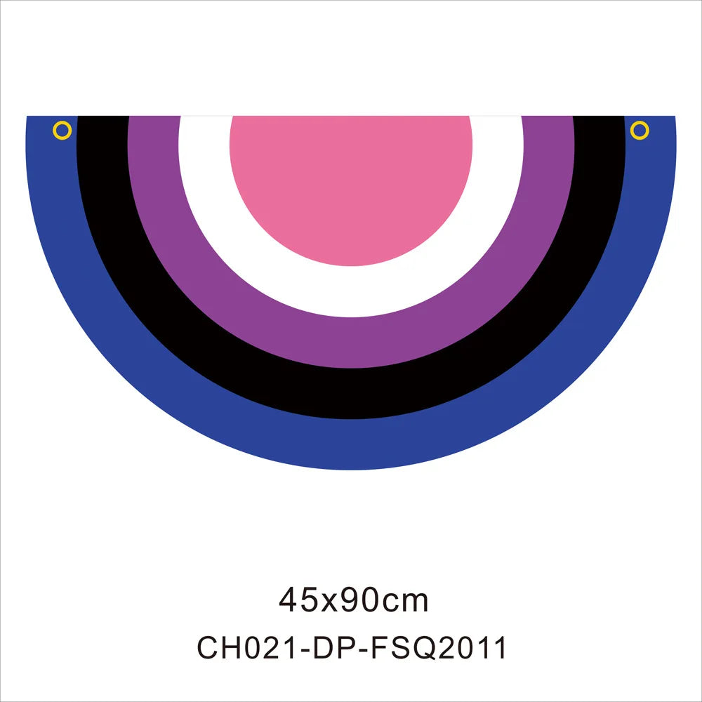 45*90cm Rainbow Flag Fan Shaped Gay  Semicircle LGBT Pride Lesbian Bisexual Transgender Pansexual Asexual Banner