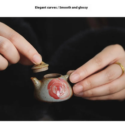 Mini Hand-Painted Ceramic Teapot Jingdezhen Hand- Pulled Tea Pet Micro Landscape Decorative Item Kitchen Dining Bar Essential