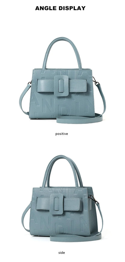 Genuine Leather Letter Bag for Women, Handbag and Crossbody Bag, 2025 New Trendy Women's Bag, Elegant and High-End Motorcycle Bag