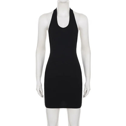 Woman Clothing Sleeveless Backless Solid Black Party Club Dress 2026 Fashion Sexy Hollow Out Package Hip Mini Vacation Dresses