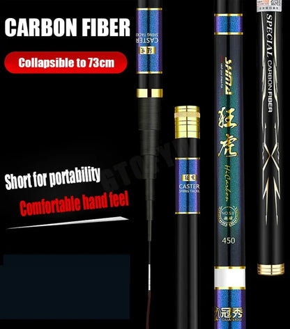 Telescopic Stream Rod 3.6M/4.5M/5.4M/6.3M/7.2M/8M/9M Carbon Reservoir Pond Fishing Rod Super Light Hard Fiber Hand Fishing Pole