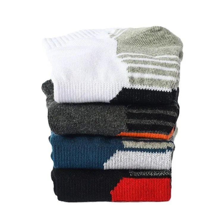 5 Pairs Men's Four Season Cotton Breathable Sports Socks Set Male Sport Ankle Socks Basketball Running Socks For Men