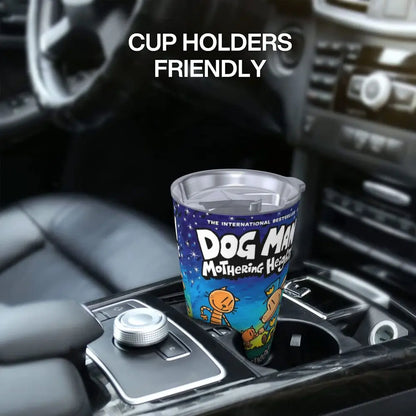 Dog Man Dogman Movie Comic Insulated Tumbler with Straws Cartoon Stainless Steel Thermal Mug Double Wall Car Bottle Cups, 20oz