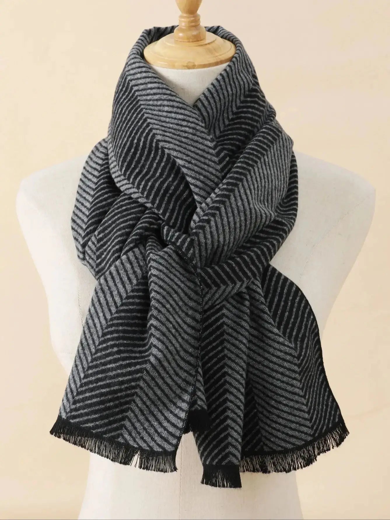 Winter Plaid Scarf Design Men Cashmere Pashmina Warm Shawl Lady Wrap Tassel Scarves Knitted Thick Blanket 2025