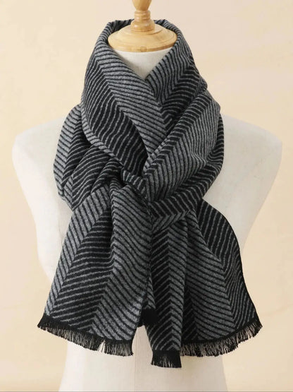 Winter Plaid Scarf Design Men Cashmere Pashmina Warm Shawl Lady Wrap Tassel Scarves Knitted Thick Blanket 2025