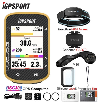 iGPSPORT BSC300 BSC 300 Yellow Computer ANT+ Wireless Bike Speedometer Bluetooth GPS route navigation notification Odometer