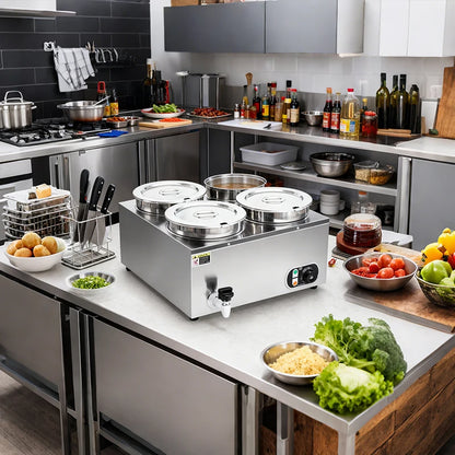 Commercial Soup Warmer Restaurant Kitchen Equipment Insulated Soup Kettle Buffet Food Warmer With 4Pots 7L For Catering 110/220V
