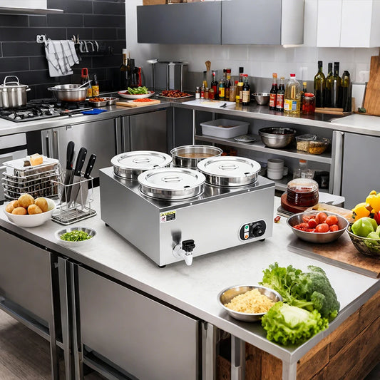 Commercial Soup Warmer Restaurant Kitchen Equipment Insulated Soup Kettle Buffet Food Warmer With 4Pots 7L For Catering 110/220V