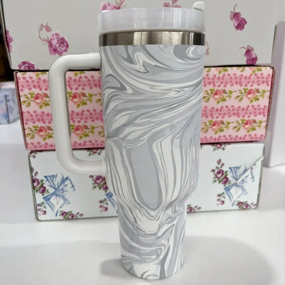 40oz Tumbler withLOGO Handle Lid Straw Stainless Steel Vacuum Insulated Quengher H2.0 Thermos Cup Silicone Boot for Stanleys