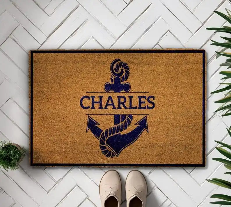 Personalized Anchor With Name Doormat Custom Family Name Welcome Mat Nautical Door Mats Boat Owner Floor Outdoor Bathroom Rugs
