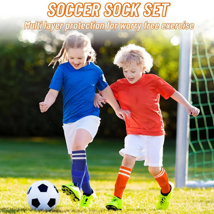 Loogdeel Kids Youth Adult Soccer Socks Stripe Knee High Softball Baseball Sports Socks Breathable Football Socks for Men Women