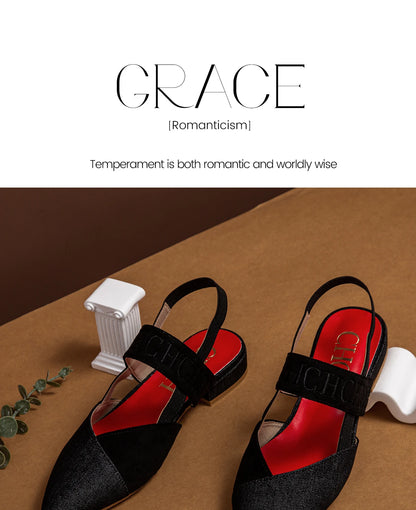 Fashionable Color Blocking Design with Denim Fabric Classic and Minimalist Women's Flat Shoes Exquisite Workmanship