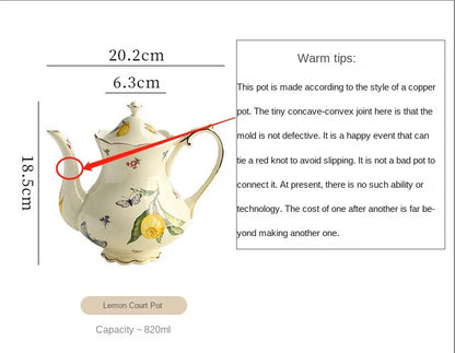 Vintage Lemon Teapot Coffee Cup and Saucer Set Beautiful Coffee Mug Modern Set Tania Bulhoes Luxury Design Cup