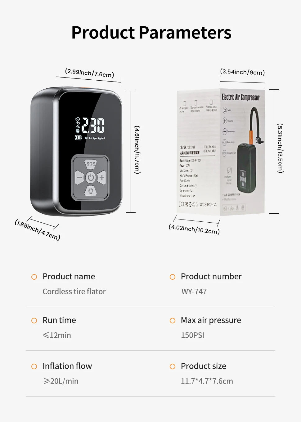 Portable Car Air Pump Electric Tire Inflator Intelligent Digital Display Tire Inflator For Car Motorcycle Bicycle Air Compressor