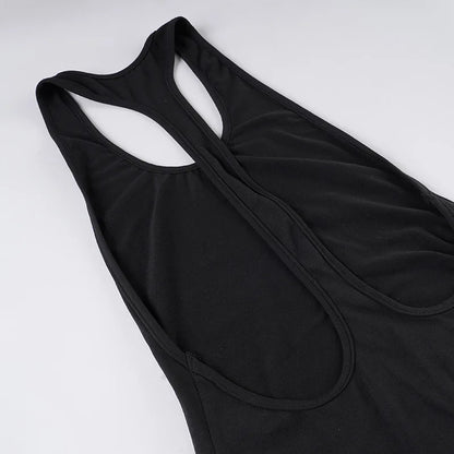 Woman Clothing Sleeveless Backless Solid Black Party Club Dress 2026 Fashion Sexy Hollow Out Package Hip Mini Vacation Dresses