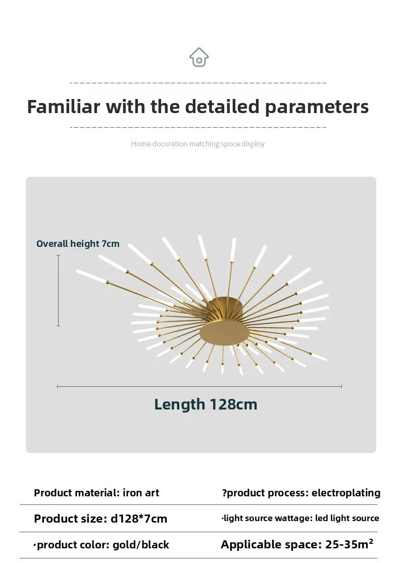 Nordic Ceiling Lighting for Living Room Bedroom Kitchen Led Ceiling Light Fixture Indoor Home Firework Decor Ceiling Lights