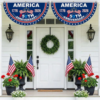 250th Anniversary 2-Piece 1.5x3 ft Patriotic Banners, 1776-2026, 4th of July Decorations, Indoor/Outdoor, American Independence