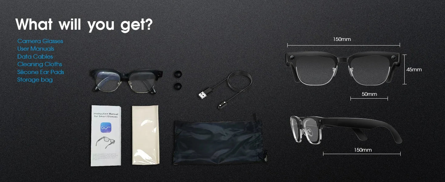 2026 New 4K HD 800W Pixel Dual-Camera Smart Glasses Men 1080P Video Recording AI Chat WIFI Transmission Translation Call Glasses