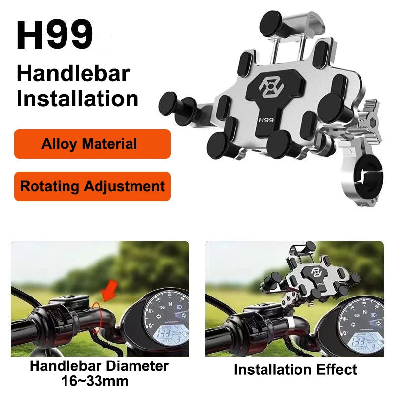 Shock-Absorbing Phone Holder for Motorcycle Bicycle 2024 Upgraded Alloy Rotary Adjustment Mobile Phone Navigation Bracket