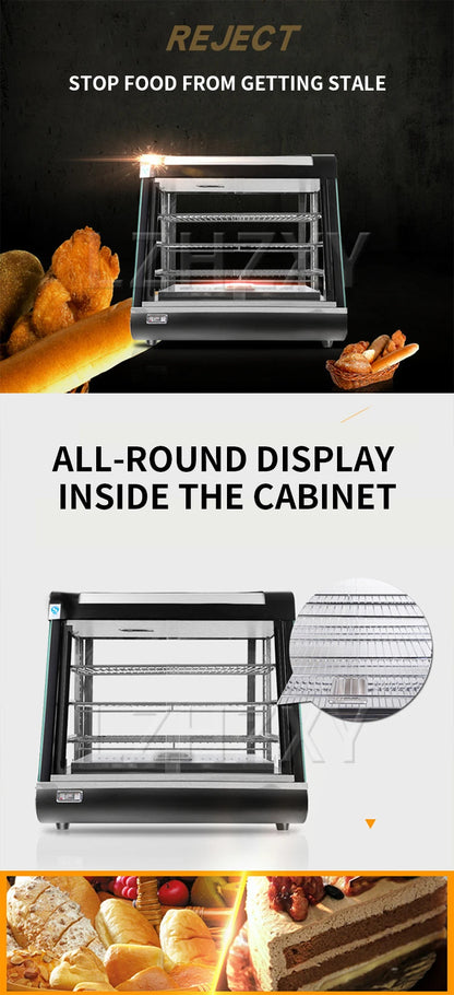 Commercial Food Warmer Countertop Pizza Warmers Display Pastry Patty Warmer Case for Buffet Restaurant Heater Food Service