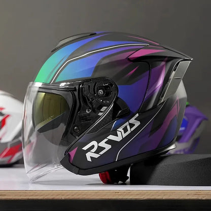 RSV DOT Motorcycle Helmet Double Visor 3/4 Half Helmets Scooter Casco Moto for Men Women Capacete Motorcycle Street Bike Gear