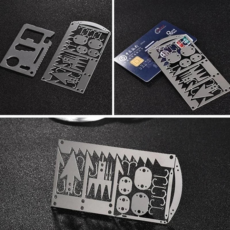 Outdoor Camping Outdoor Multifu Equipment Survival Tools Stainless Steel Card Fishing Portable Practical Hand Tools Supplies